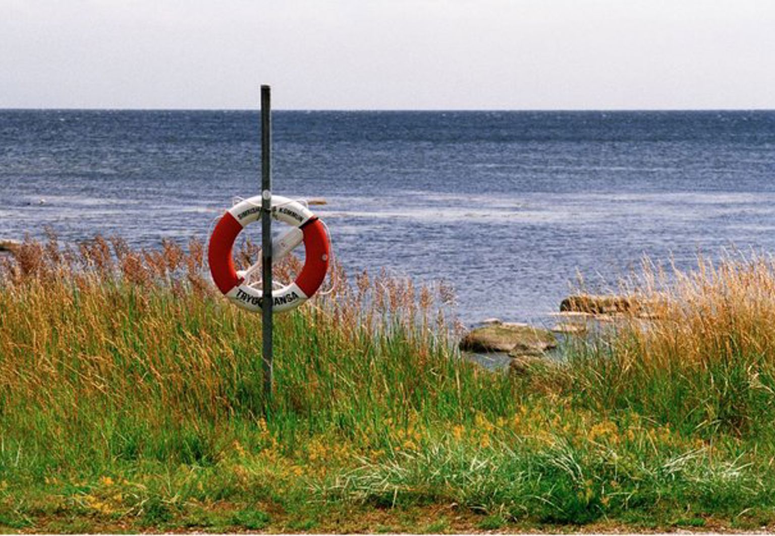 livboj vid en strand vid havet