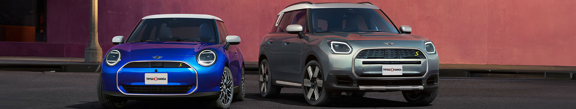 två olika bilar mini parkerade