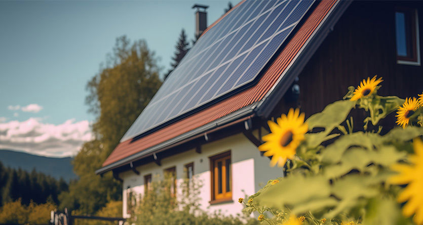 villa med solceller på taket